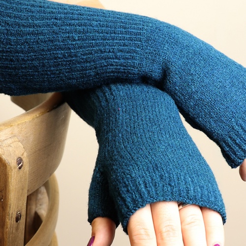 Teal Knitted Wrist Warmers by Peace of Mind